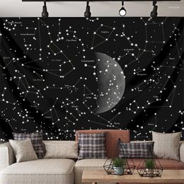 Tapestries Fantasy Night Sky Stars Space Moon Tapestry Constellation Printing Wall Beach Blanket Picnic Yoga Mat Living Room Decor