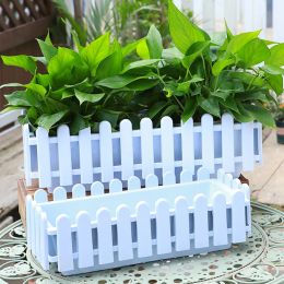 Planters 1 Pcs Plastic flower pot rectangular balcony vegetable fence flower pot white resin succulent flower pot Country fence style