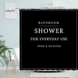 Shower Curtains Black Bathroom Curtain Solid Colour Modern Simple Creative White Design Natural Bath Fabric Print Home Decor Sets