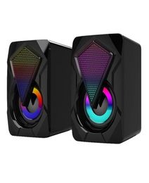 Computer Speakers 20 USB Gaming Stereo Wired PC Speaker with RGB Lights 35mm Aux Input for Phone Tablets Laptop4956373