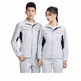 bamboo Fibre Summer Breathable Work Clothing Factory Workshop Uniform Lg Sleeve Soft Mechanical Working Coverall Auto Repair d0Ec#