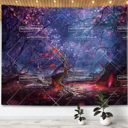 Tapestries Mushroom Forest Tree Jungle Tapestry Hippie Trippy Fairy Castle Tapestrys For Bedroom Wall Art Decor Posters Aesthetic Wallpaper