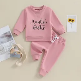 Clothing Sets 2PCS Baby Girls Fall Outfits Long Sleeve Letter Sweatshirt Pants Set Toddler Warm Clothes