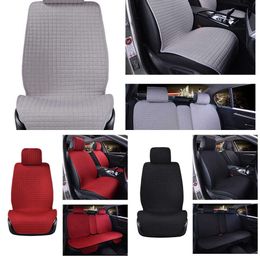 Upgrade Flax Car Seat Cover Full Set Plus Size Auto Seat Cushion Protector Front Rear Back Pad Mat With Backrest Fit More Car Suv Van