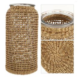 Vases Glass Vase Grass Woven Pots For Plants Indoor Adornment Desktop Decorative Flower Implement Vintage