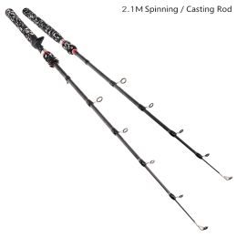 Rods 2.1m Camouflage 6 Section Carbon Fiber Lure Fishing Rod Ultra Light Spinning / Casting Fishing Pole strong and durable