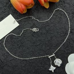 Silver Necklace Colour blossom diamond necklace Womens Clover Jewellery Designer Pendant Necklaces Double Heart Custom Chain Luxury Jewelrys for Party Gift
