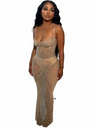 znaiml Sexy Mesh See Through Night Party Club Birthday Dr for Women Sparkly Crystal Rhineste Gown Wedding Evening Vestidos P2Ji#