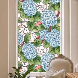 Window Stickers Flower Privacy Film Vintage Stained Glass Static Cling For Door