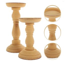 Candle Holders 2 Pcs Wooden Holder Window Christmas Decorations Stands Decorative Candlestick For Tealight Desktop Ornament