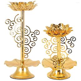 Candle Holders 2pcs Lotus Flower Holder Buddha Stand Golden Tealight Candlestick Tibetan Oil Lamp