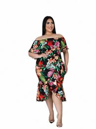 Abiti Mujer primavera verano 2022 plus size abbigliamento donna Vintage Print Sexy Fi Ruffles Dr Dropship all'ingrosso V6qC #