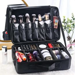 Brushes Pu Leather Travel Makeup bags Women Makeup Train Case For Cosmetics Makeup Brushes Toiletry Jewellery Digital Accessories White