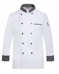 work Kitchen Lg Outfit Restaurant Cook Chef Wear Sleeve Cooking Clothes Color Uniform Solid Waiter Profial Jackets Coat x4EJ#