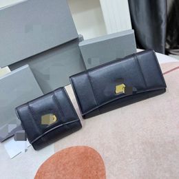 Designer Ladies fold print pure cowhide gold button letter letter bag card box card holder double fold wallet Cheque