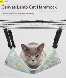 Cat Carriers Bed Sleeping House Coloured Pattern Hanging Hammock Lamb Plush Nest Soft Bag Climbing Frame Pet SupplieS