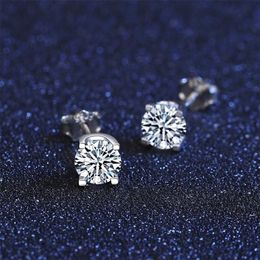 JoyceJelly Classic 925 Sterling Silver Stub Earrings for Women 5mm D Colour Mossanite Gemstone Fine Jewelery Wedding Gifts2137