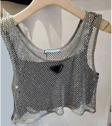 Triangle Badge Diamond Tank Tops Womens Sling 2 Pcs Set Camis for Women Sexy Sleeves Summer Vest High UUZ6