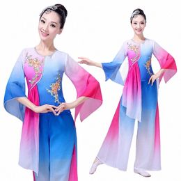 traditial Chinese Clothing Classical Dance Costumes Fan Folk Dance Yangko Clothing Adult Elegant Dance Performances Clothing I0aX#