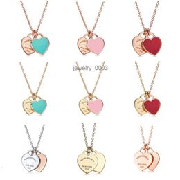 Necklace t Series S925 Sterling Silver Plated Rose Gold Heart Shaped Dropping Enamel Love Pendant Tie Home Collar Chain Designer Jewellery G4E7