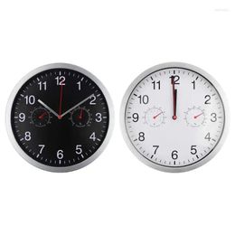 Wall Clocks Modern Metal Silent Clock Quiet Watch With Hygrometer Drop Delivery Home Garden Decor Otwth