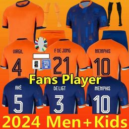 2024 Euro Cup NetHErlANds Soccer Jerseys MEMPHIS DE JONG VIRGIL DE LIGT GAKPO DUMFRIES BERGVIJN KLAASSEN Fans Player Football Shirt Boys Kids Players 24 25 Home Away