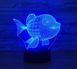 3D USB Powered Night Light Fish 3D LED Night Light 7 Color Touch Switch Led Lights Plastic Lampshape Atmosphere Novelty Lighting4637232