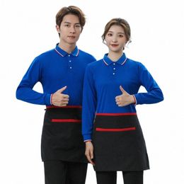 dining Waiter Workwear T-shirt Lg Sleeve Autumn Hot Pot Fast Food Barbecue Restaurant Supermarket Printi O1Dn#