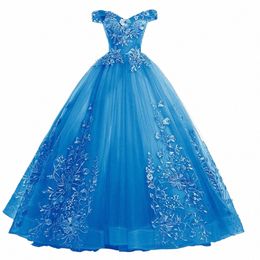 4034 Quinceanera Dres Sweet Party Prom Dr Luxury Lace Off Shoulder Ball Gown 16 Colours Vestidos Plus Size c738#