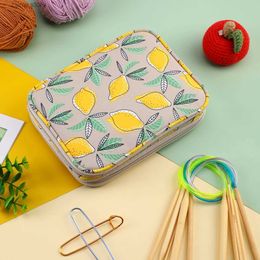 Other Home Storage Organization Yellow Lemon Empty Knitted Needle Storage Bag Waterproof Knitted Kit Luggage Sewing Tool Accessories Gift Y240329