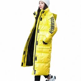 women Winter Coat 2023 New Winter Hooded Jacket Black Lg Down Cott Jacket Loose Warm Glossy Women's Parka Snow Coat Jacket E27S#