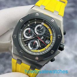 Mens AP Wristwatch Royal Oak Offshore Series 26207IO Limited Edition Black And Yellow Mens Transparent Automatic Mechanical Watch 42mm