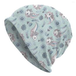 Berets Axolotl Floral Speckled Pattern Spring Edition Men Women Thin Beanies Outdoor Ski Cap Double Layer Fabric Bonnet Hat