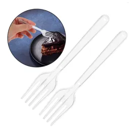 Disposable Flatware 100 Pcs Plastic Tableware Convenient Forks Salad Dinnerware Serving Utensils Party One-time