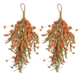 Decorative Flowers Simulated Eucalyptus Flower Door Hanging Thanksgiving Front Decorations Fall Wreath Harvest For Autumn