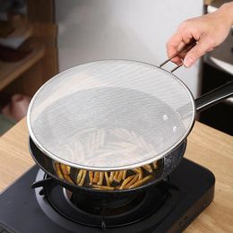 Double Boilers Stainless Steel Round Frying Basket For Kitchen Tools Explosion Proof Oil Cover Multi Functional Handle Sink Strainer Gasket