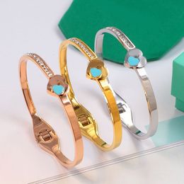 Heart Bangle Brand Designer Crystal Bracelet Couple Wristband Cuff Bracelet for Women 18K Gold Plated S925 Sterling Silver Wedding Fashion Jewellery High Quality