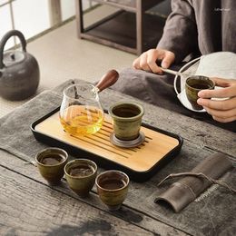 Teaware Sets Retro Rough Pottery Tea Set Small Simple Household Dry Bubble Tray Gift Box Wholesale Pot And Cup