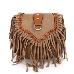 Shoulder Bags Luxury Designer Handbag Retro Crossbody Bohemian Tassel Messenger Bag Sen Series Women's Frosted Small