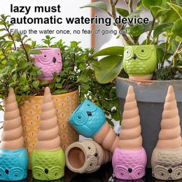 Kits Automatic Self Watering Spikes Set Of 4 Owl Shaped Clay Watering Stakes Cone Tipped Waterers For Vegetables Flowers Potted Plant