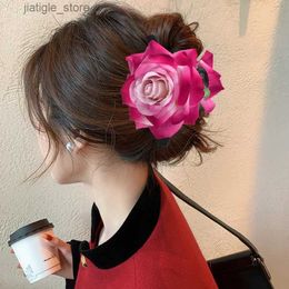 Hair Clips Molans Fashion Large Artificial Flower Hair Claws Clip For Women Hair Crab Thick Hair Barrettes Hairpins Girls Hair Accessories Y240329