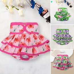 Dog Apparel Pet Menstrual Pants Comfortable Diapers Flower Pattern Fastener Tape Sanitary Supplies