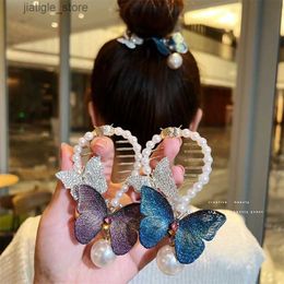 Hair Clips Butterfly Hair Claw Rhinestones Banana Clip Barrettes Sweet Bows Pearl Hair Clip Gradient Hairpin Claws Hair Accessories Y240329