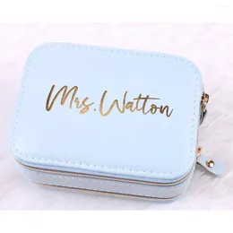 Storage Bags Personalised Name Travel Jewellery Box Custom Bridesmaid Gift Bride Case J