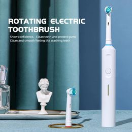 Driyau Sonic Rechargeable Electric Toothbrush 3 Mode Superior USB Clean Tooth Brush With Box 2 Replacement Heads For Adults 240329