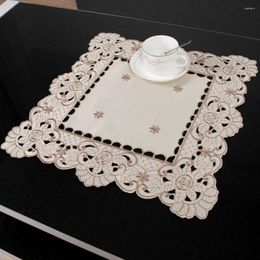 Table Mats White Embroidered Lace Cloth Floral Tablecloth Wedding Party Satin Fabric French Country Themed Home Decoration