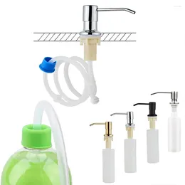 Liquid Soap Dispenser Kitchen Extension Tube Kit 300ML Detergent Bottle Stainless Steel Pump Head Bathroom Sink Accessories