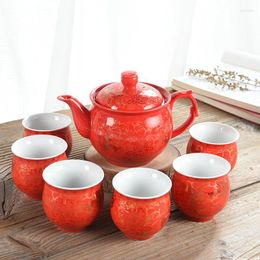 Teaware Sets Chinese Wedding Tea Set Double Happiness Water Bottle Layer Thermal Insulation Cup Couple