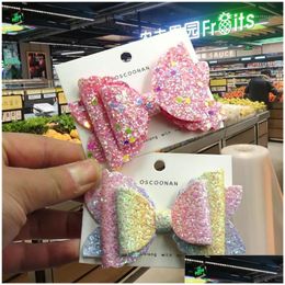 Hair Accessories 2Pcs/Lot Three Layers Bow Select Elastic Bands For Baby Barrette Girls Novelty Hairpin Clips Scrunchy Kids Drop Del Dhjvm