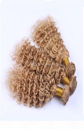 Brazilian Curly 3PCS Lot Brazilian Curly Virgin Hair Weaves Jerry Curl Virgin Hair Blonde 27 Deep Wave Hair Bundles Wefts4696478